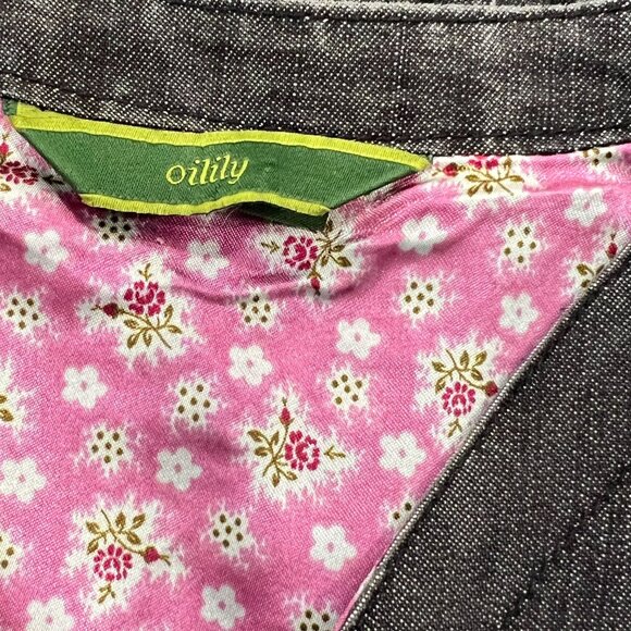 Oilily Girls 9-10 Denim Dress Floral Embroidery Butterfly Pink Accents Pleated S - Picture 8 of 13